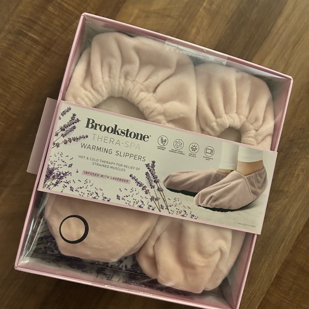 Brookstone Lavender Pink Warming Slippers